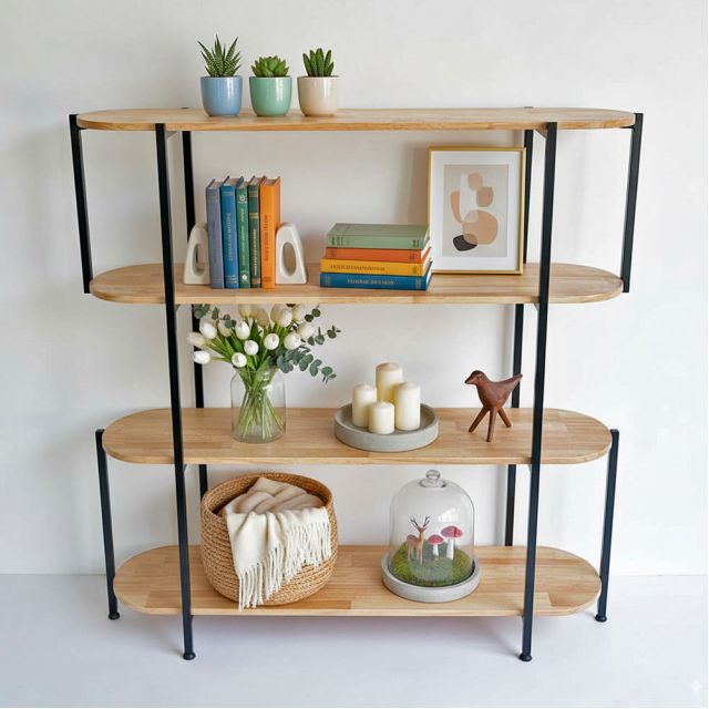 Kệ trang trí hình Oval 100x30x130cm gỗ cao su KTB68132 Kệ trang trí hình Oval 100x30x130cm gỗ cao su KTB68132