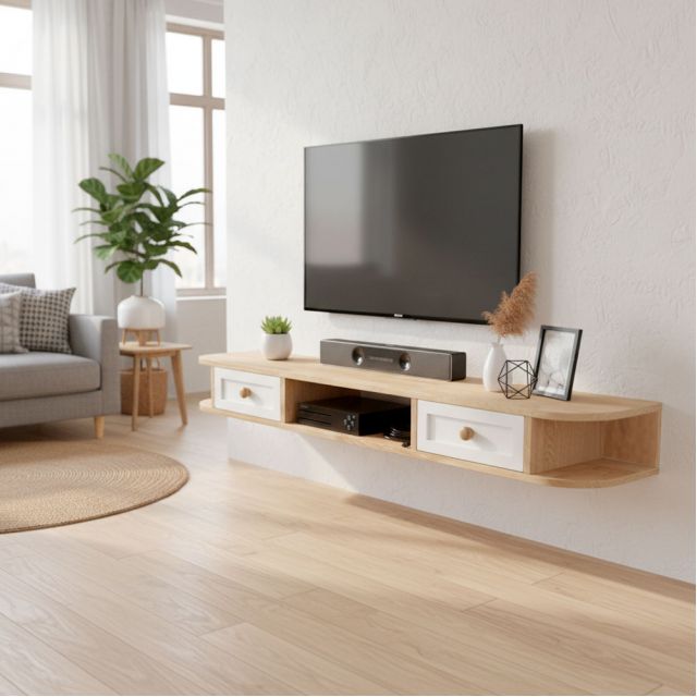 Kệ Tivi treo tường gỗ tự nhiên KTV68103