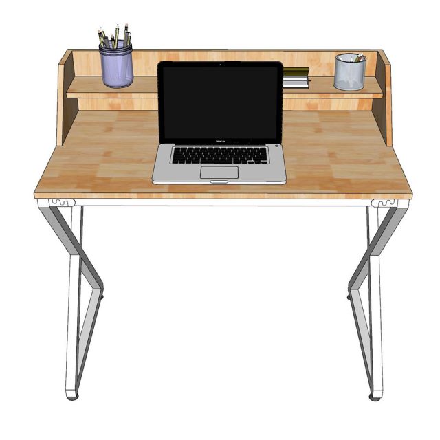 Bàn học chữ X liền kệ 100x60cm gỗ cao su FD68078