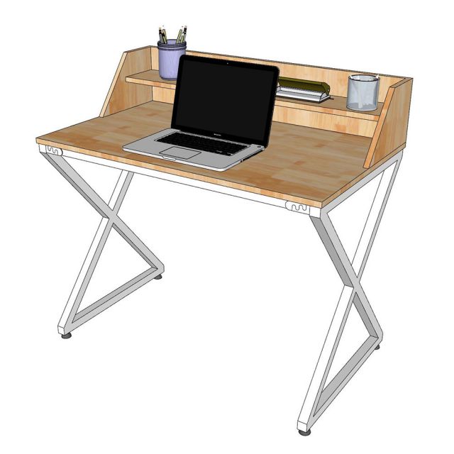 Bàn học chữ X liền kệ 100x60cm gỗ cao su FD68078