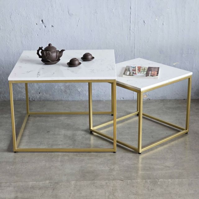 Bàn sofa đôi mặt đá khung sắt TT68219