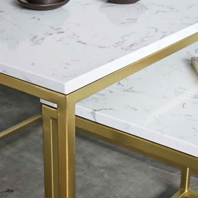 Bàn sofa đôi mặt đá khung sắt TT68219