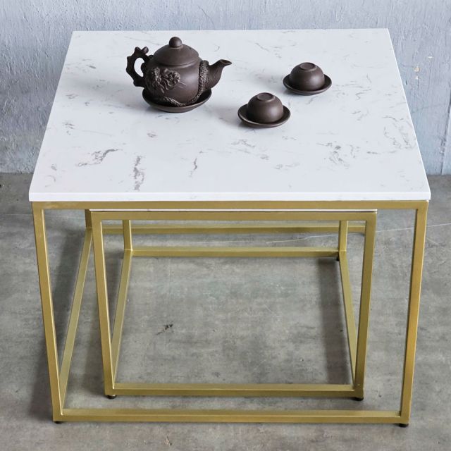 Bàn sofa đôi mặt đá khung sắt TT68219