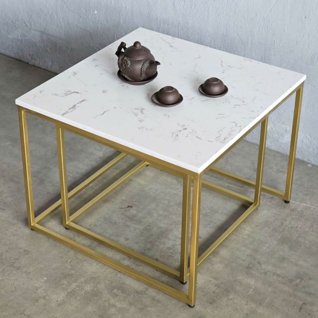 Bàn sofa đôi mặt đá khung sắt TT68219