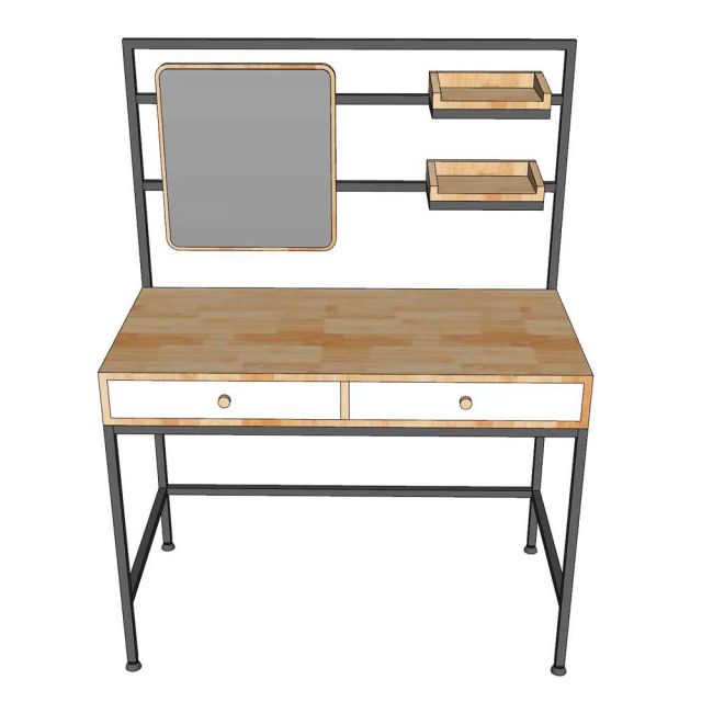 Bàn trang trang điểm có khay để đồ gỗ khung sắt TK049