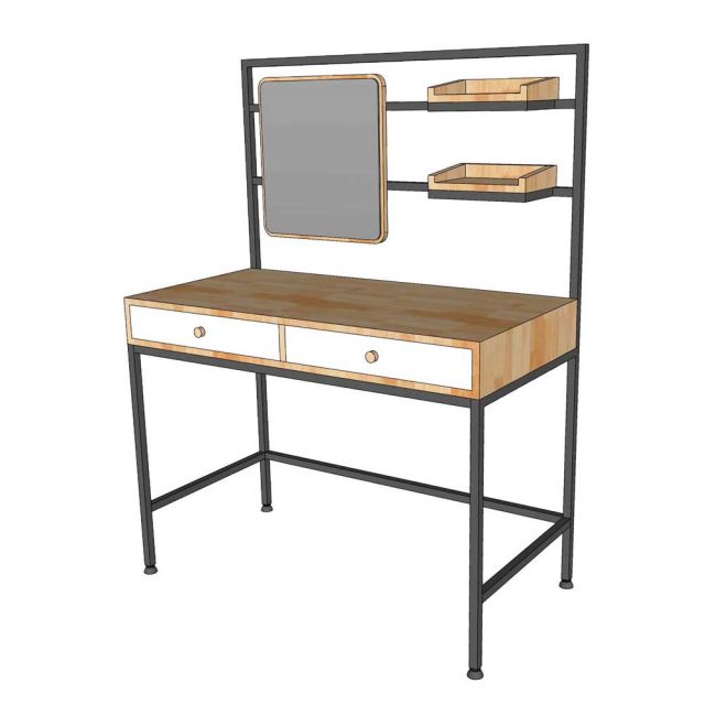 Bàn trang trang điểm có khay để đồ gỗ khung sắt TK049