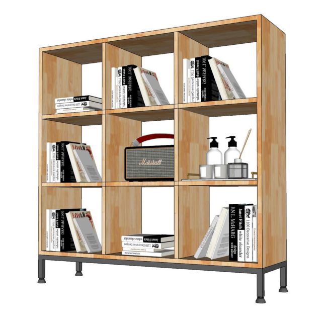 Kệ ô vuông trang trí 100x30x100cm gỗ cao su KS68326