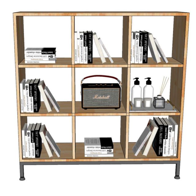 Kệ ô vuông trang trí 100x30x100cm gỗ cao su KS68326