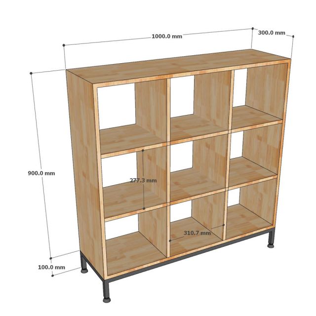 Kệ ô vuông trang trí 100x30x100cm gỗ cao su KS68326