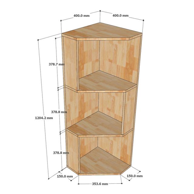 Kệ góc 3 tầng gỗ cao su theo yêu cầu - TK006