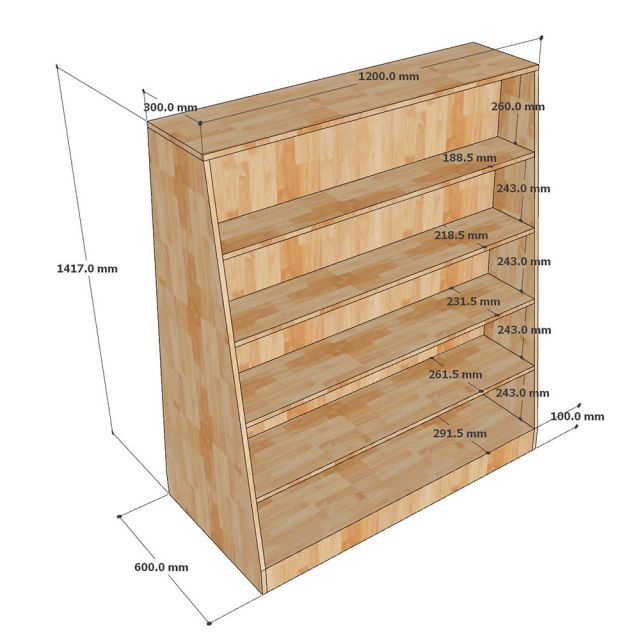 Kệ Gỗ Cao Su trưng bày mỹ phẩm hai bên - TK035
