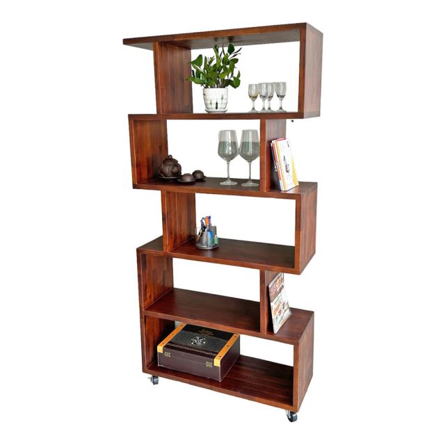 Kệ sách 5 tầng gỗ tràm có bánh xe di động KS68200 Kệ sách 5 tầng gỗ tràm có bánh xe di động KS68200