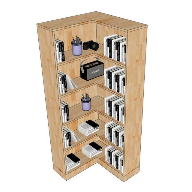 Kệ góc tường 7 tầng bằng gỗ cao su TK044