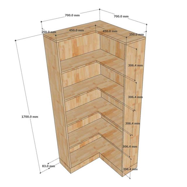 Kệ góc tường 7 tầng bằng gỗ cao su TK044