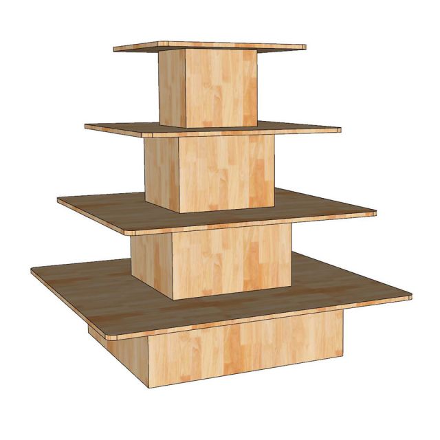 Kệ Trưng Bày Vuông 4 Tầng Gỗ Cao Su - TK021