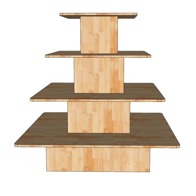Kệ Trưng Bày Vuông 4 Tầng Gỗ Cao Su - TK021