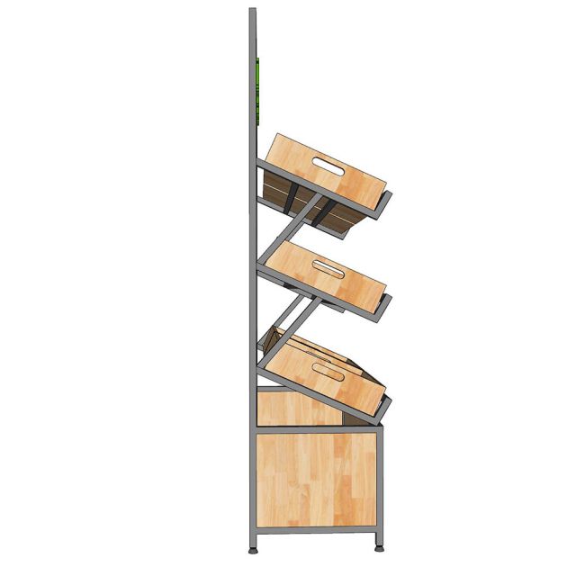 Kệ shop trái cây 120x50x200cm gỗ cao su KTB68226