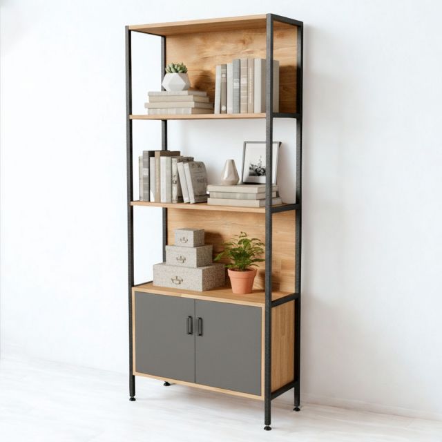 Kệ trang trí có tủ 74x30x170cm gỗ cao su KTT68041 Kệ trang trí có tủ 74x30x170cm gỗ cao su KTT68041