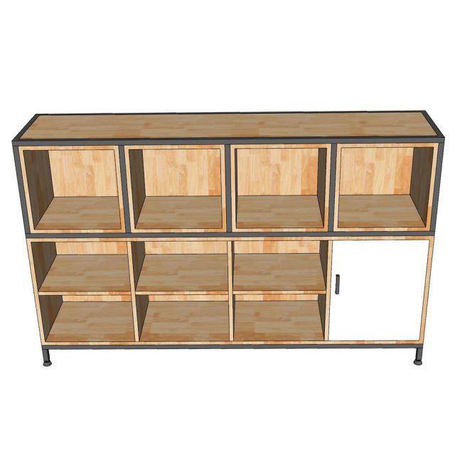 Kệ hồ sơ thấp văn phòng gỗ cao su chân sắt TK055