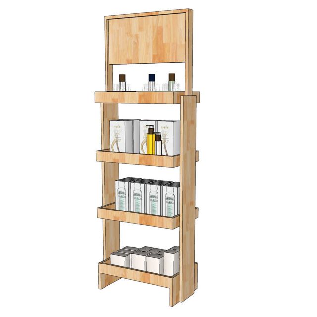 Kệ Trưng Bày Mỹ Phẩm 4 Tầng Gỗ Cao Su - TK023