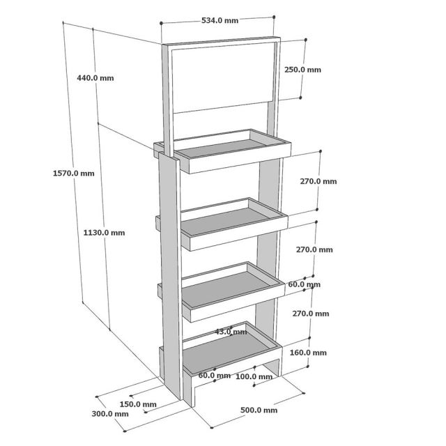 Kệ Trưng Bày Mỹ Phẩm 4 Tầng Gỗ Cao Su - TK023