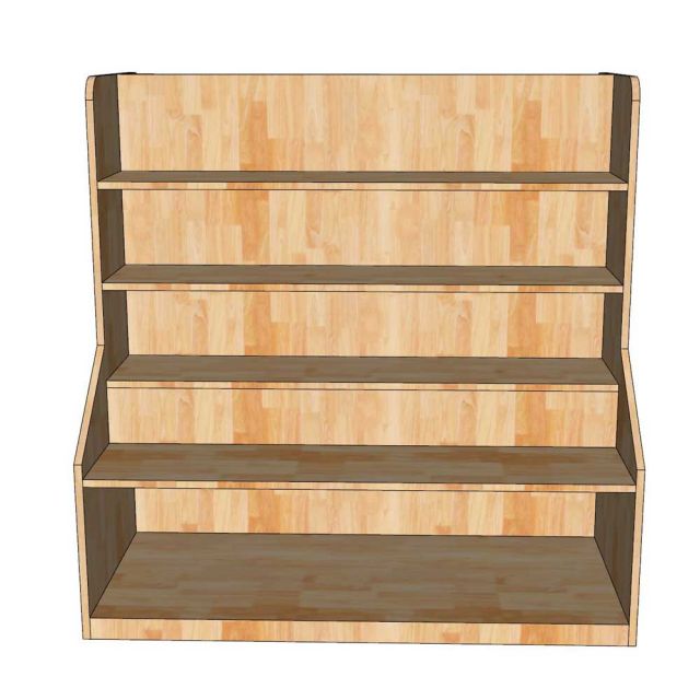 Kệ trưng bày sản phẩm 120x100x120cm gỗ cao su KTB68228