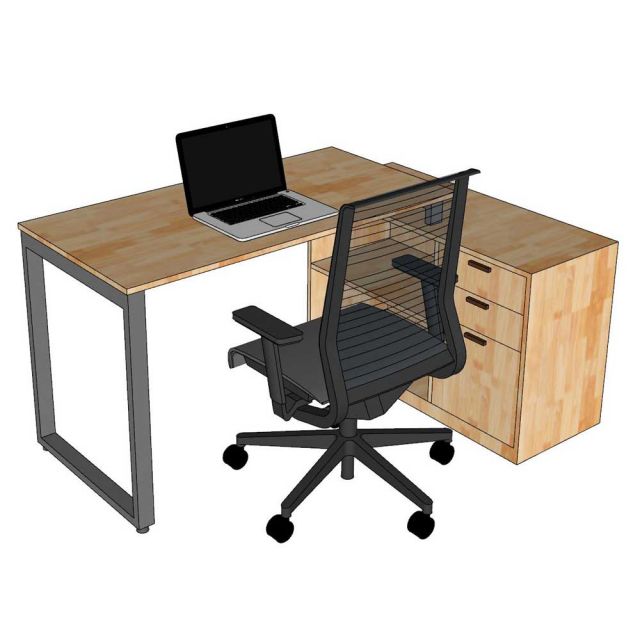 Bàn làm việc 120x60cm có chân gác tủ gỗ cao su TK066