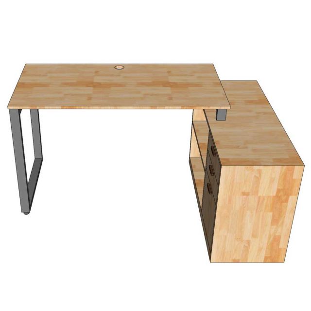 Bàn làm việc 120x60cm có chân gác tủ gỗ cao su TK066