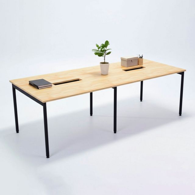 Bàn họp 240x120cm chân sắt hệ OMA II gỗ cao su HBOM209