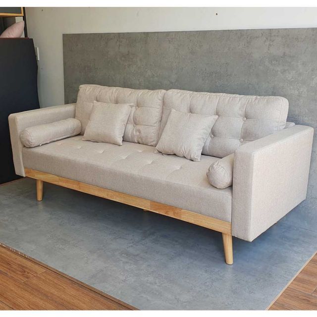Sofa băng viền gỗ 1m95 nệm bọc vải SFB68061