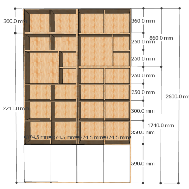 Kệ trang trí gỗ tự nhiên kích thước 160x260cm KT068