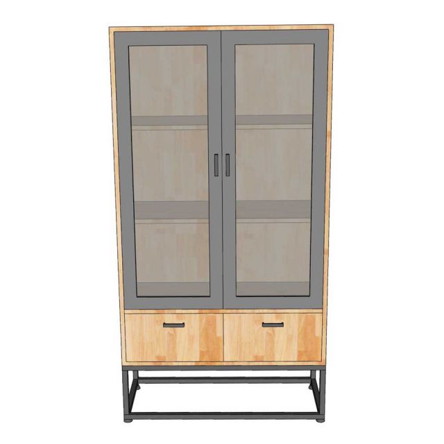 Tủ trang trí cửa kính 80x35x155 gỗ cao su KTB68213