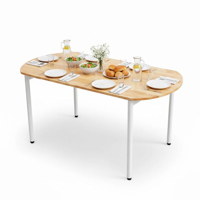 Bàn Oval 160x80cm gỗ cao su chân sắt hệ Hệ OMA II HBOM216 Bàn Oval 160x80cm gỗ cao su chân sắt hệ Hệ OMA II HBOM216