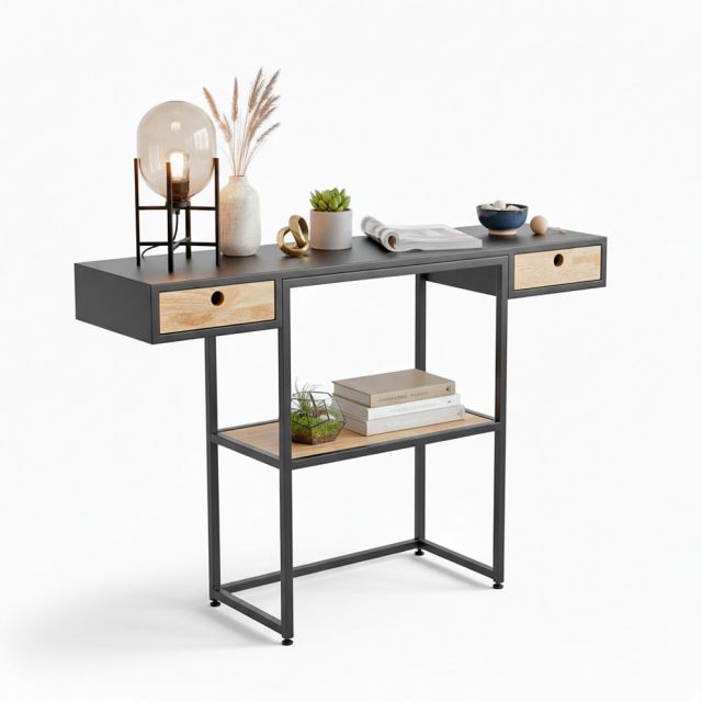 Bàn Consle trang trí phòng khách VADA gỗ cao su khung sắt CST057