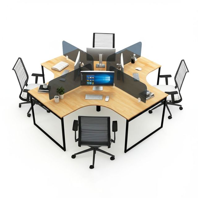 Bàn cụm 4 người ngồi gỗ cao su chân sắt hệ Slean HBSL031