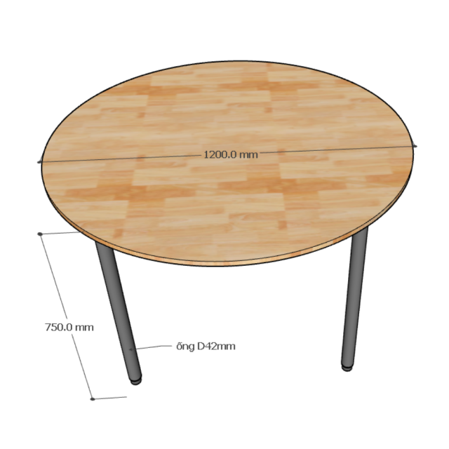 Kích thước bàn tròn gỗ cao su
