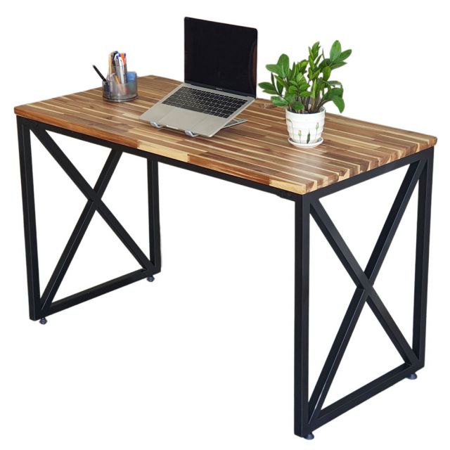 Bàn làm việc 120x60cm gỗ tràm chân sắt chữ X hệ Minimal HBMN035 Bàn làm việc 120x60cm gỗ tràm chân sắt chữ X hệ Minimal HBMN035