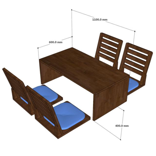 Bộ bàn ghế ngồi bệt kiểu Nhật gỗ tràm TK092