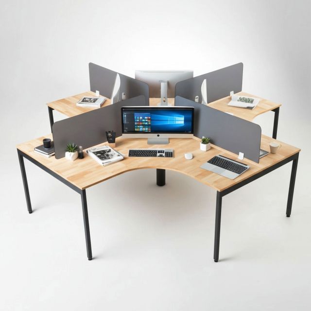 Bàn cụm 4 người ngồi gỗ cao su chân sắt hệ Slean không quỳ HBSL032