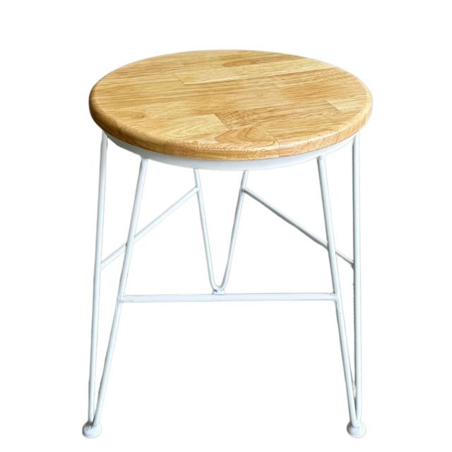 Ghế đôn tròn 32cm gỗ cao su chân sắt Hairpin GCF158 Ghế đôn tròn 32cm gỗ cao su chân sắt Hairpin GCF158