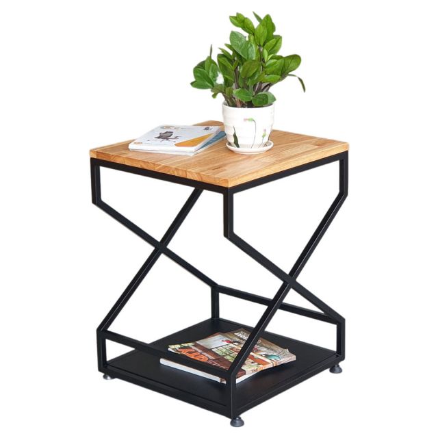 Bàn bên Sofa ZOX gỗ cao su khung sắt STT032 Bàn bên Sofa ZOX gỗ cao su khung sắt STT032