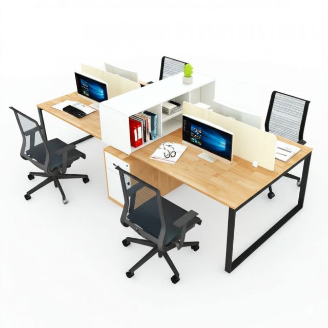 Module cụm bàn làm việc 4 chỗ ngồi chân gác tủ TK104