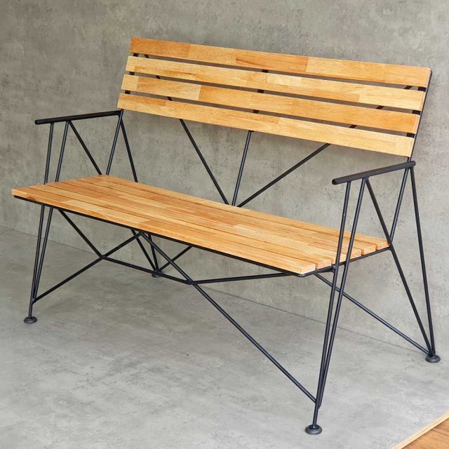 Ghế băng dài 1m2 khung sắt nghệ thuật gỗ cao su GBD020