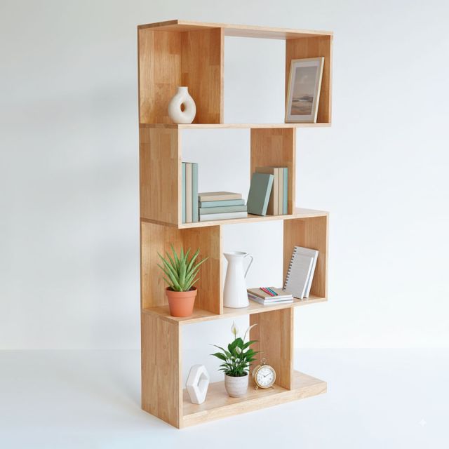 Kệ sách 4 tầng 80x30x160cm gỗ cao su KS68205 Kệ sách 4 tầng 80x30x160cm gỗ cao su KS68205