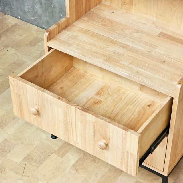 Tủ kệ trang trí phòng khách gỗ cao su chân sắt KTB68139