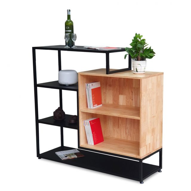 Kệ gỗ trang trí khung sắt KTB139 Kệ gỗ trang trí khung sắt KTB139