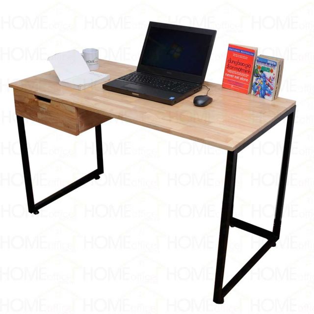 Bàn làm việc có ngăn kéo 120x60cm gỗ cao su chân sắt BD68029 Bàn làm việc có ngăn kéo 120x60cm gỗ cao su chân sắt BD68029