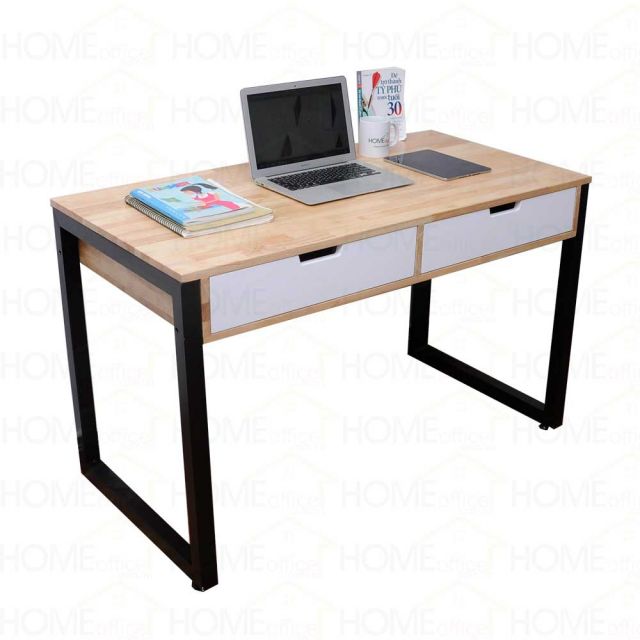 Bàn làm việc có 2 ngăn kéo 120x60cm chân sắt vuông BD68030 Bàn làm việc có 2 ngăn kéo 120x60cm chân sắt vuông BD68030