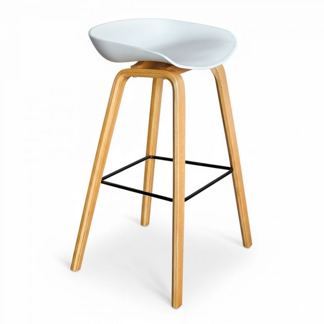 Ghế quầy bar mặt nhựa chân gỗ plywood veener sồi  HOGCF68016