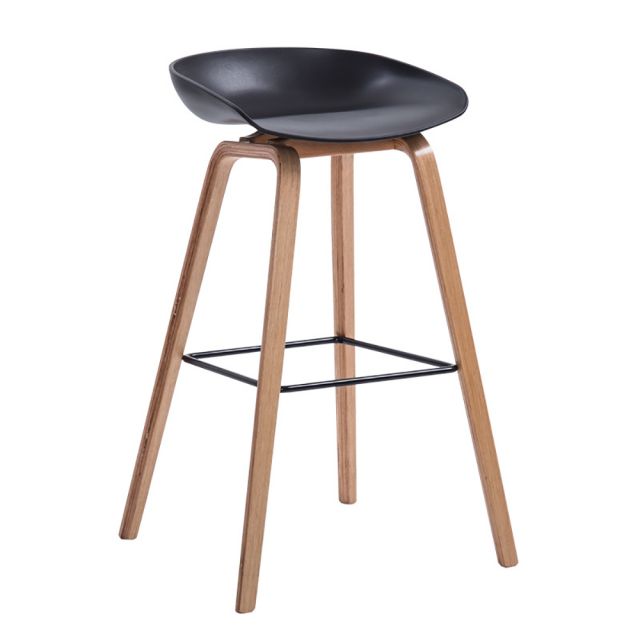 Ghế quầy bar mặt nhựa chân gỗ sồi cao cấp HOGCF68016 Ghế quầy bar mặt nhựa chân gỗ sồi cao cấp HOGCF68016